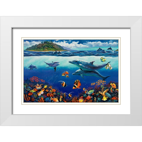 Reef Serenade White Modern Wood Framed Art Print with Double Matting by Zaccheo, John