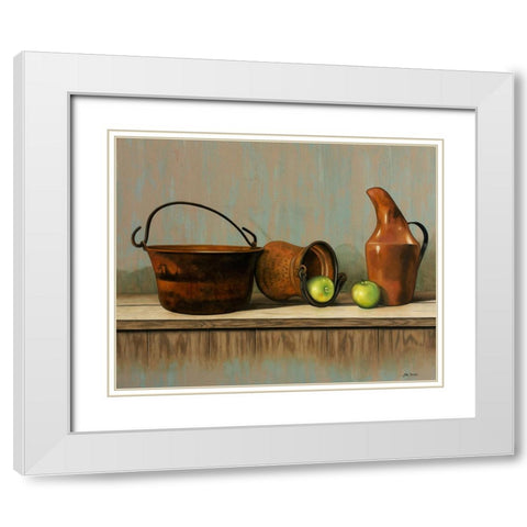 Rustic Cooking Pots White Modern Wood Framed Art Print with Double Matting by Zaccheo, John