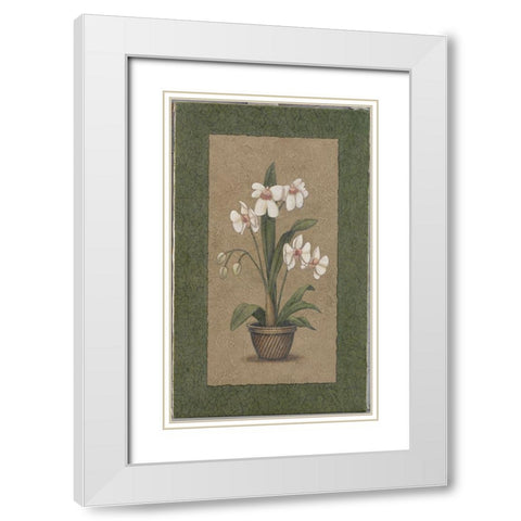 Green Border Triptych - Left White Modern Wood Framed Art Print with Double Matting by Zaccheo, John