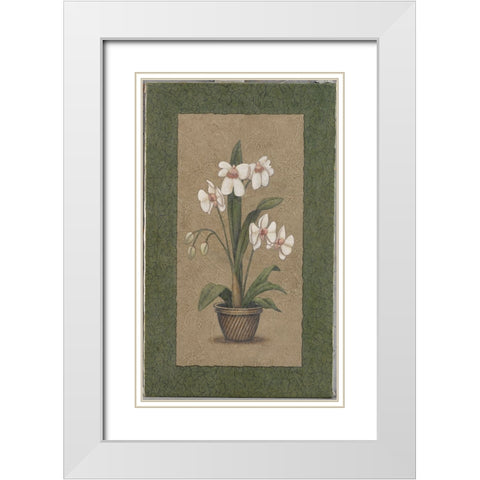 Green Border Triptych - Left White Modern Wood Framed Art Print with Double Matting by Zaccheo, John