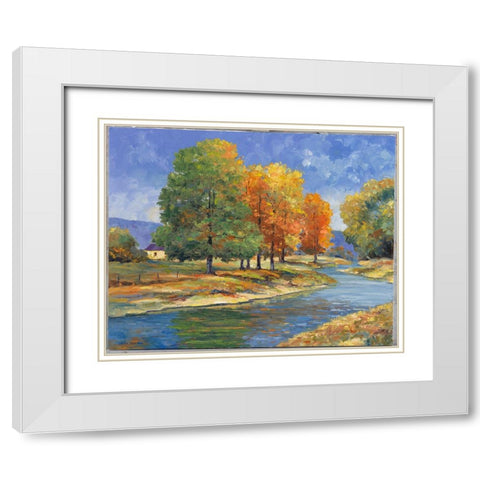 New England Autumn White Modern Wood Framed Art Print with Double Matting by Zaccheo, John