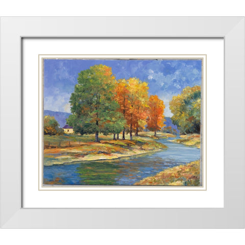 New England Autumn White Modern Wood Framed Art Print with Double Matting by Zaccheo, John