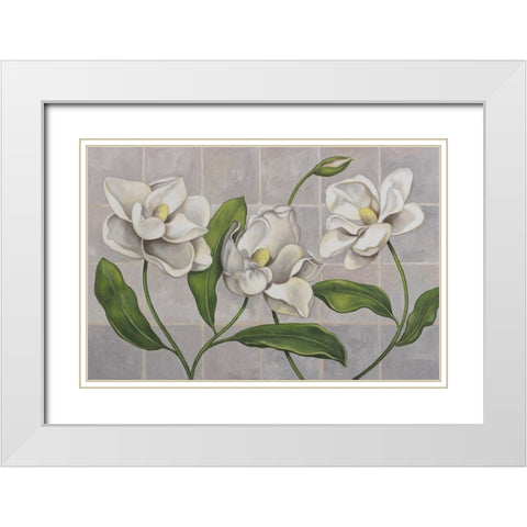 White Magnolia White Modern Wood Framed Art Print with Double Matting by Zaccheo, John
