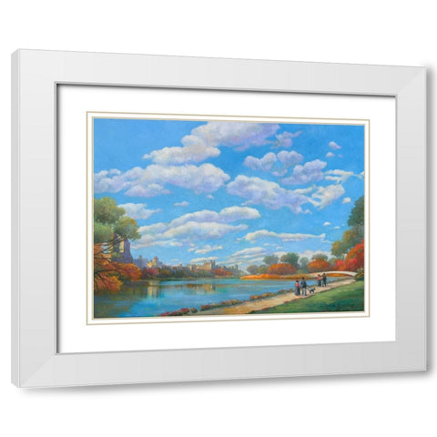 Central Park Vista White Modern Wood Framed Art Print with Double Matting by Zaccheo, John