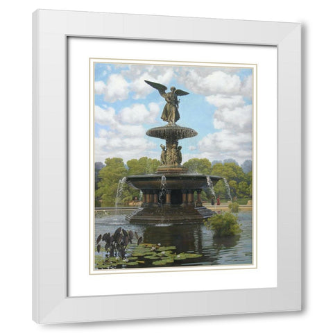 The Fountain White Modern Wood Framed Art Print with Double Matting by Zaccheo, John