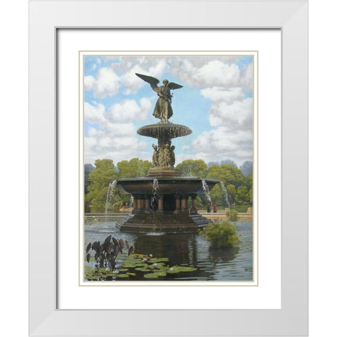 The Fountain White Modern Wood Framed Art Print with Double Matting by Zaccheo, John