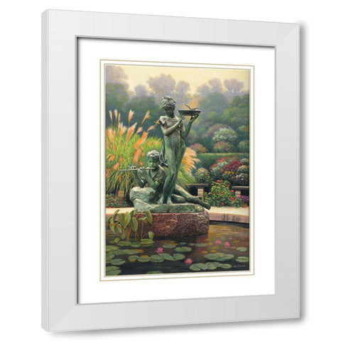 The Fountain II White Modern Wood Framed Art Print with Double Matting by Zaccheo, John
