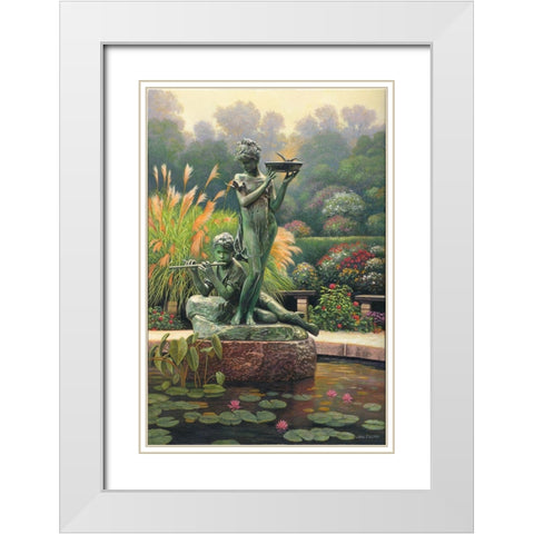 The Fountain II White Modern Wood Framed Art Print with Double Matting by Zaccheo, John