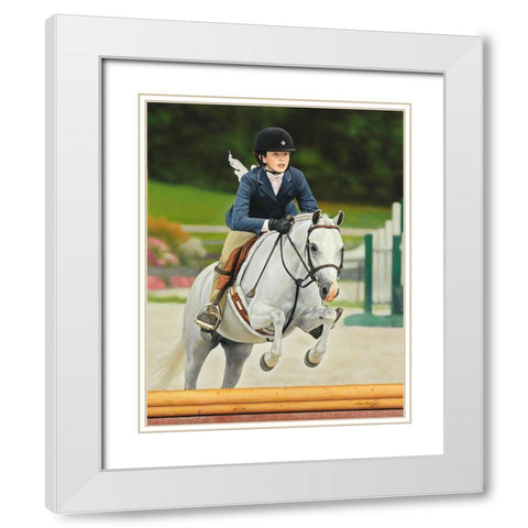 Horse Rider White Modern Wood Framed Art Print with Double Matting by Zaccheo, John