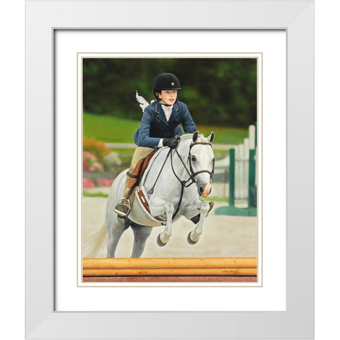 Horse Rider White Modern Wood Framed Art Print with Double Matting by Zaccheo, John