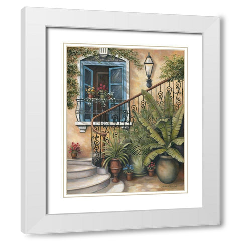 Stairway To The Sky White Modern Wood Framed Art Print with Double Matting by Zaccheo, John