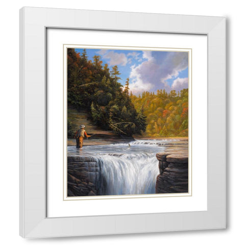 Fishing White Modern Wood Framed Art Print with Double Matting by Zaccheo, John