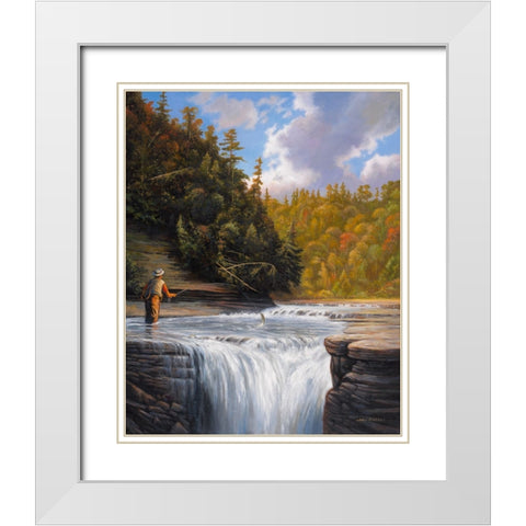 Fishing White Modern Wood Framed Art Print with Double Matting by Zaccheo, John