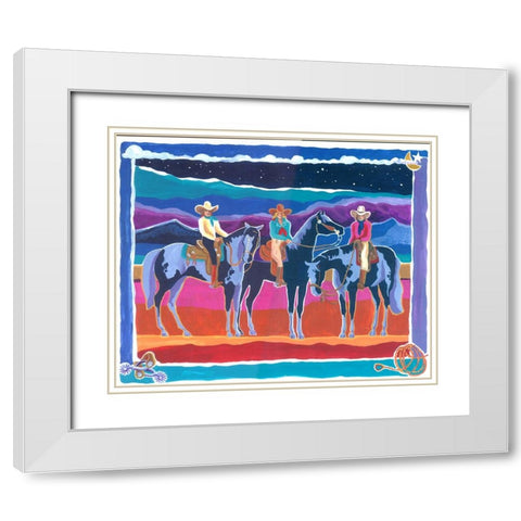Three Cowgirls White Modern Wood Framed Art Print with Double Matting by Bryant, Kristin