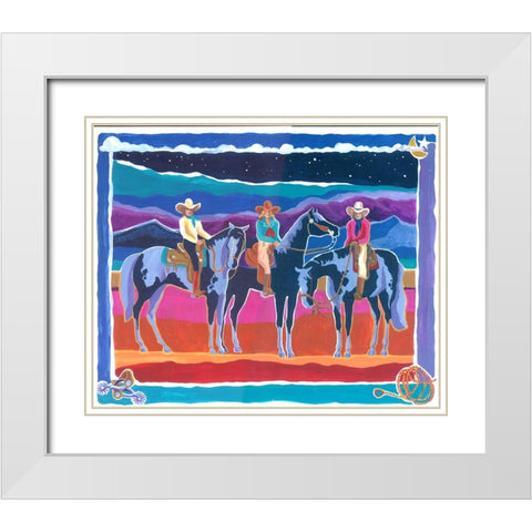 Three Cowgirls White Modern Wood Framed Art Print with Double Matting by Bryant, Kristin
