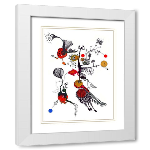 Accordian Creatures White Modern Wood Framed Art Print with Double Matting by Kwerki Studios