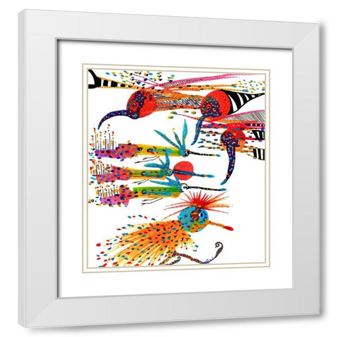 Coming And Going White Modern Wood Framed Art Print with Double Matting by Kwerki Studios