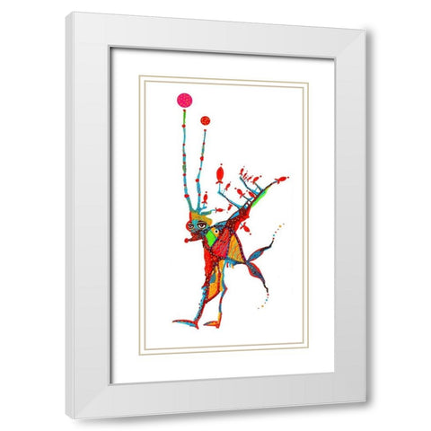 Fish Man White Modern Wood Framed Art Print with Double Matting by Kwerki Studios