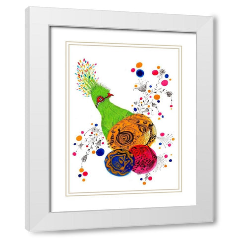 Happy Dots Flora White Modern Wood Framed Art Print with Double Matting by Kwerki Studios