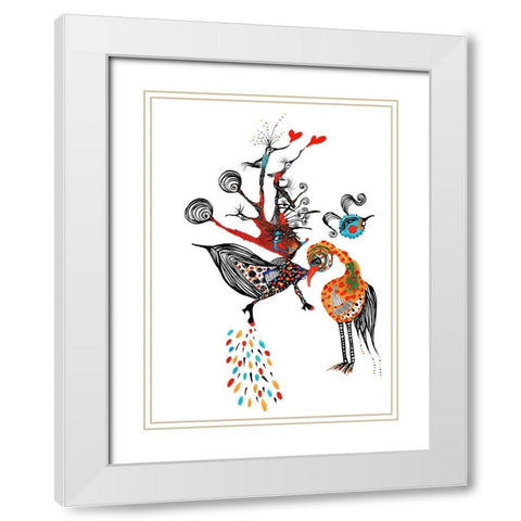 Woodland Butterfly Floating Bunny White Modern Wood Framed Art Print with Double Matting by Kwerki Studios