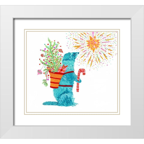 Fritz And The Star White Modern Wood Framed Art Print with Double Matting by Kwerki Studios