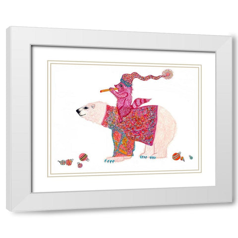 Mistelpaws And Snowpea White Modern Wood Framed Art Print with Double Matting by Kwerki Studios