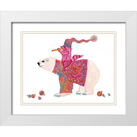 Mistelpaws And Snowpea White Modern Wood Framed Art Print with Double Matting by Kwerki Studios