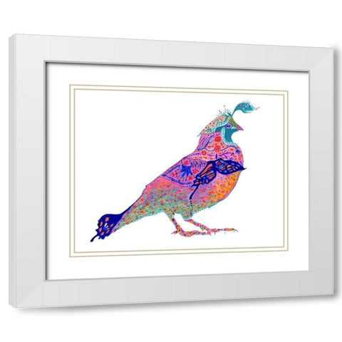 Butterfly Quail White Modern Wood Framed Art Print with Double Matting by Kwerki Studios
