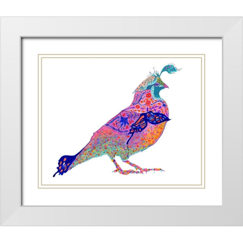 Butterfly Quail White Modern Wood Framed Art Print with Double Matting by Kwerki Studios