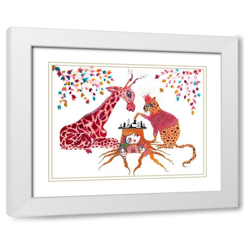 Chess Queens White Modern Wood Framed Art Print with Double Matting by Kwerki Studios