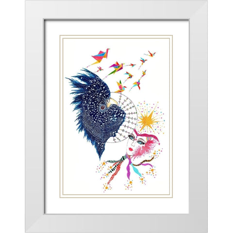 Dream On White Modern Wood Framed Art Print with Double Matting by Kwerki Studios