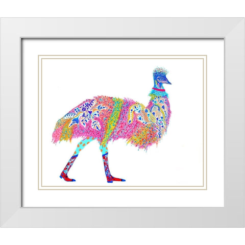 Ella Emu White Modern Wood Framed Art Print with Double Matting by Kwerki Studios