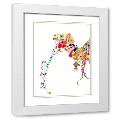 Khalifa Camel White Modern Wood Framed Art Print with Double Matting by Kwerki Studios
