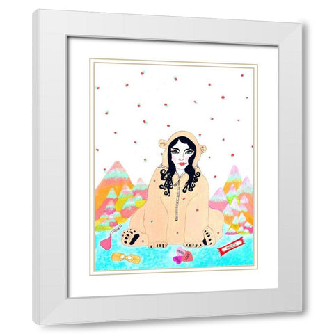 Polar Bear Suit White Modern Wood Framed Art Print with Double Matting by Kwerki Studios