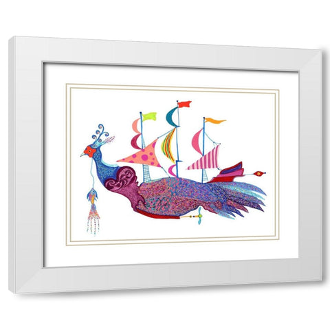 Swinhoe Ship White Modern Wood Framed Art Print with Double Matting by Kwerki Studios