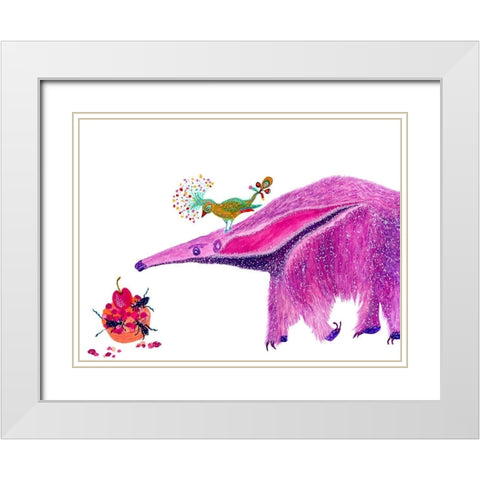 Twinkles Cherry Ant Pie White Modern Wood Framed Art Print with Double Matting by Kwerki Studios