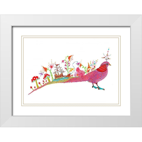 Whimsical Journey White Modern Wood Framed Art Print with Double Matting by Kwerki Studios