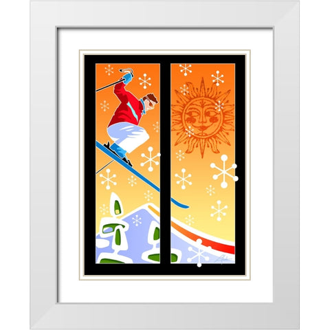 Skier Powder White Modern Wood Framed Art Print with Double Matting by Hunter, Larry