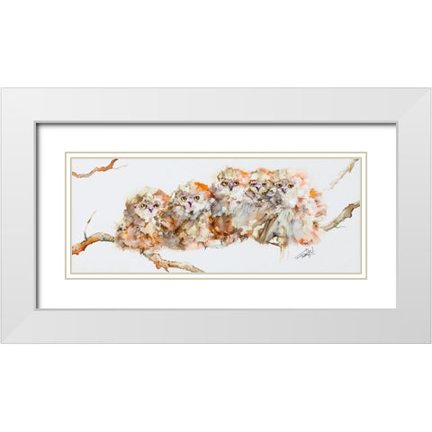 Owl You Need is Love White Modern Wood Framed Art Print with Double Matting by Art by Leslie Franklin