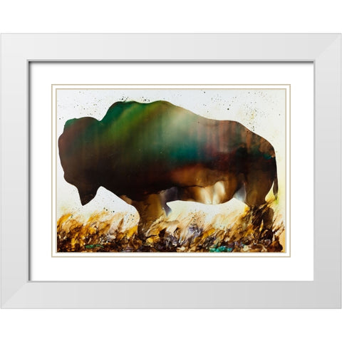 Roaming the Plains White Modern Wood Framed Art Print with Double Matting by Art by Leslie Franklin