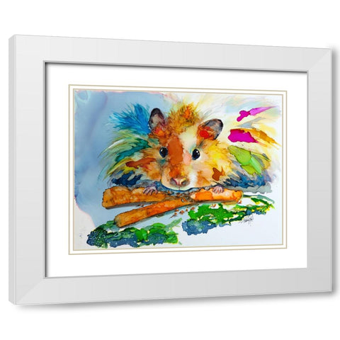 Eating My Veggies White Modern Wood Framed Art Print with Double Matting by Art by Leslie Franklin