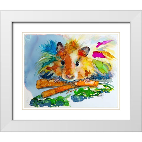 Eating My Veggies White Modern Wood Framed Art Print with Double Matting by Art by Leslie Franklin