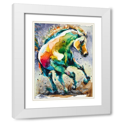 Horse of Another Color White Modern Wood Framed Art Print with Double Matting by Art by Leslie Franklin