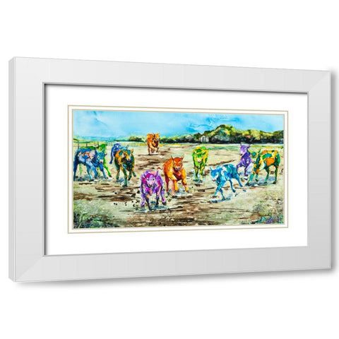 The Dinner Bell White Modern Wood Framed Art Print with Double Matting by Art by Leslie Franklin