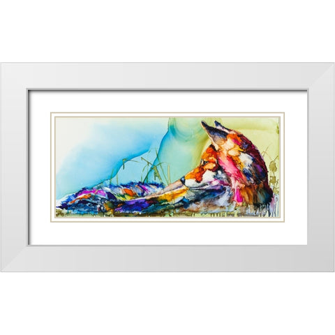 Thinking Outside the Fox White Modern Wood Framed Art Print with Double Matting by Art by Leslie Franklin