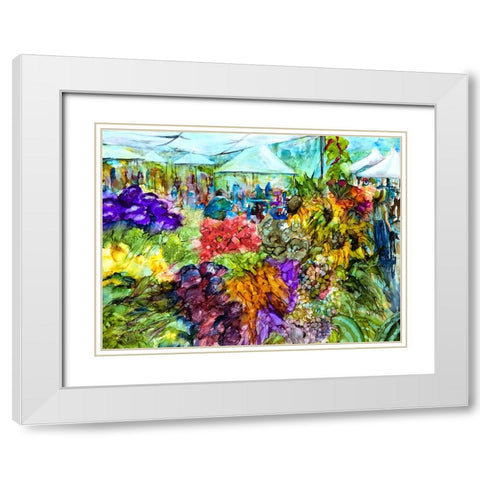 At the Market White Modern Wood Framed Art Print with Double Matting by Art by Leslie Franklin