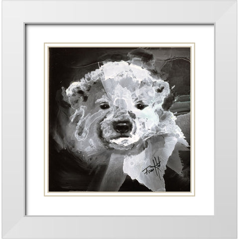 Polar Bear Cub White Modern Wood Framed Art Print with Double Matting by Art by Leslie Franklin