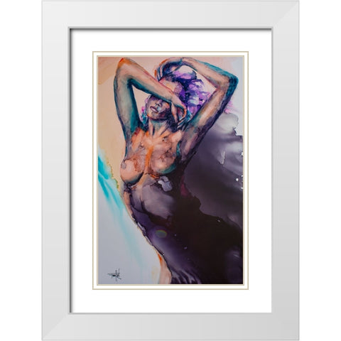 Dance Like Nobodys Watching White Modern Wood Framed Art Print with Double Matting by Art by Leslie Franklin