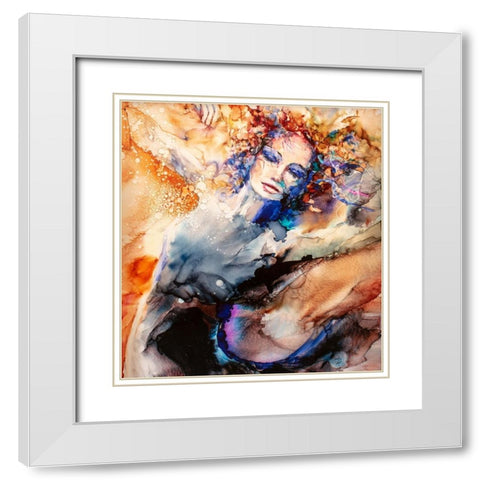 Fancy Free White Modern Wood Framed Art Print with Double Matting by Art by Leslie Franklin