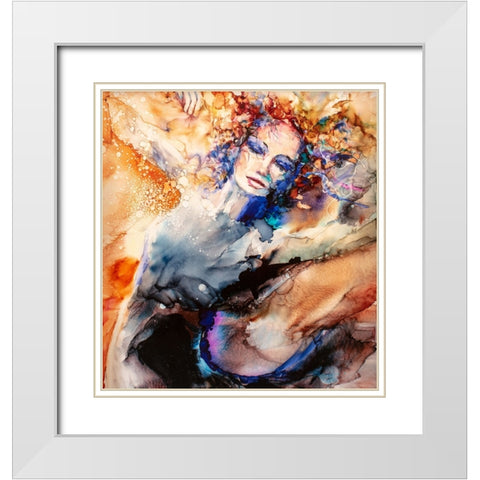 Fancy Free White Modern Wood Framed Art Print with Double Matting by Art by Leslie Franklin